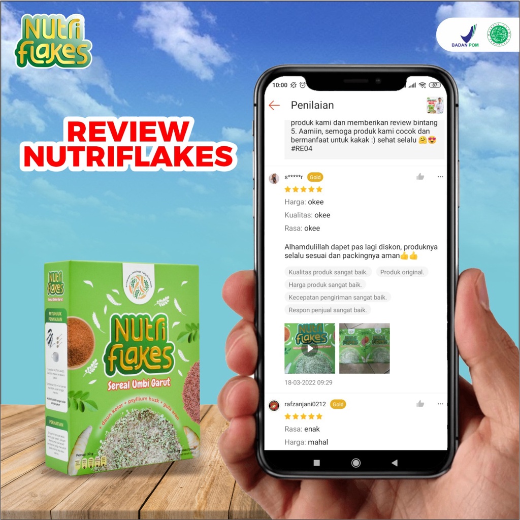 Nutriflakes - Original Minuman Umbi Garut Atasi Asam Lambung Maag Kronis Gerd Suplemen Makanan Diet