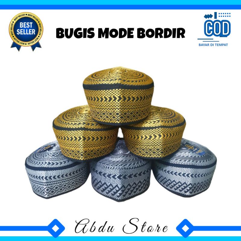 Peci Kopiah BUGIS MODE SPON Murah , Kopiah Haji Bugis Mode , Songkok Bordir Bugis Mode , Kopiah Bord
