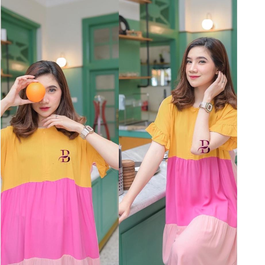 Big Sale Icecream Daster Remaja Polos Kombinasi Warna Model Midi Dress Lolipop Busui Resleting Depan