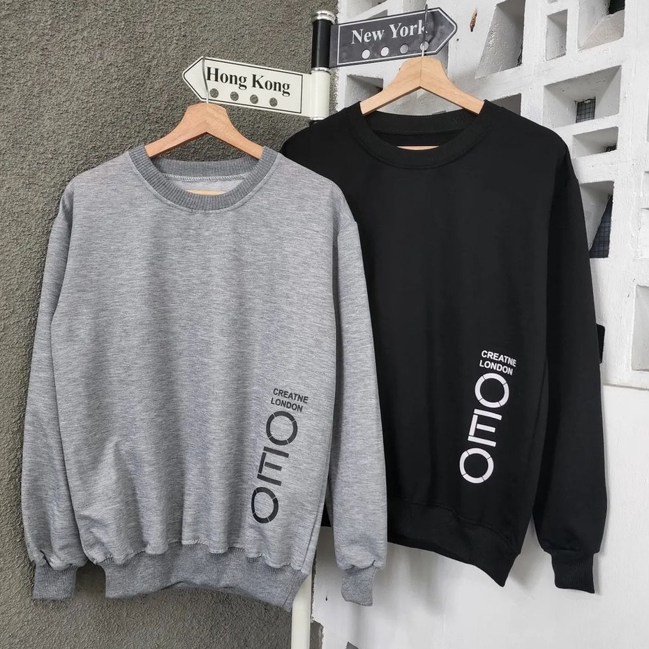 Sweatshirt Motif Tulisan OEO Basic Cewek Cowok Gaya Casual Simple