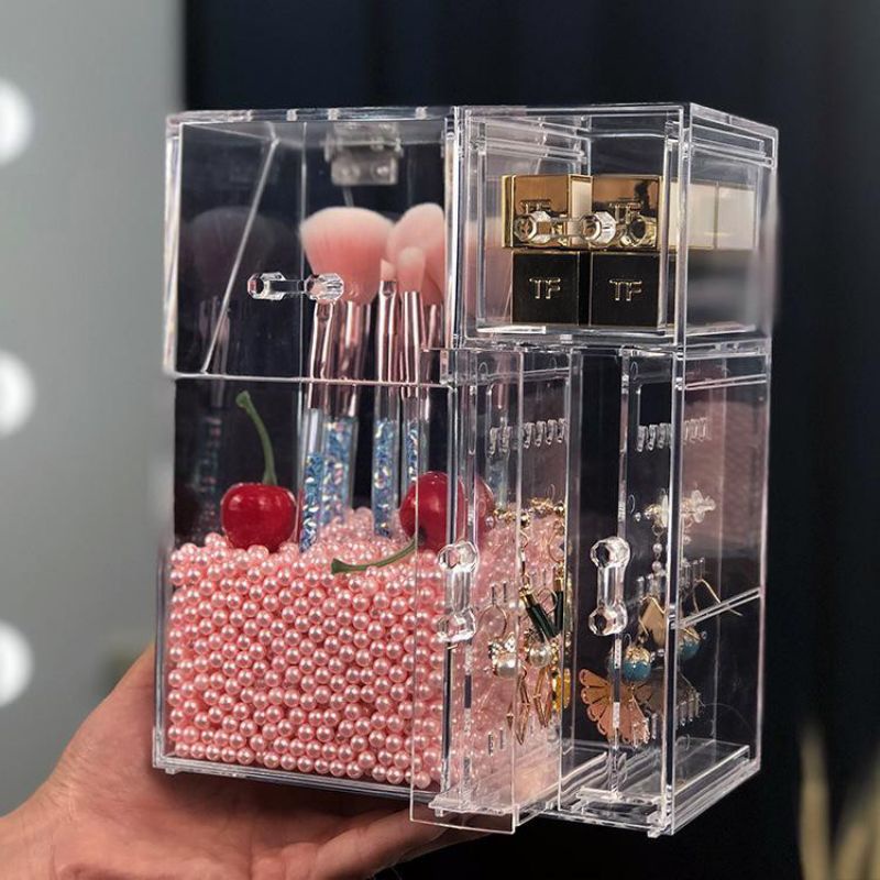 Nama - Rak Organizer Multifungsi kotak Brush Make Up anting accecoris + Mutiara Rak