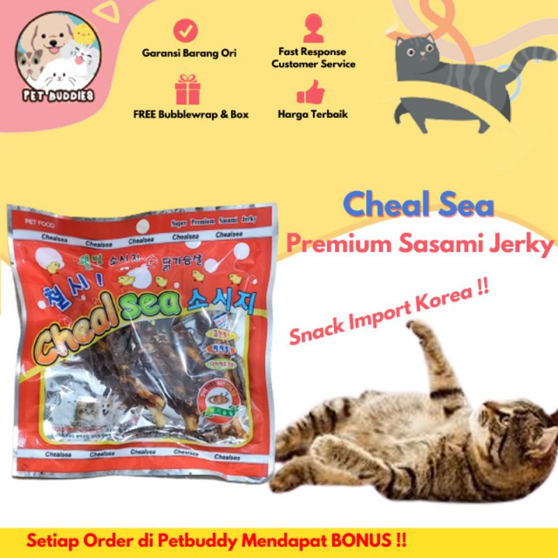 [FREE BONUS]Chealsea IMPORT Korea Super Premium Sasami Jerky Snack Dental Stick Kucing/Anjing Ayam Asli