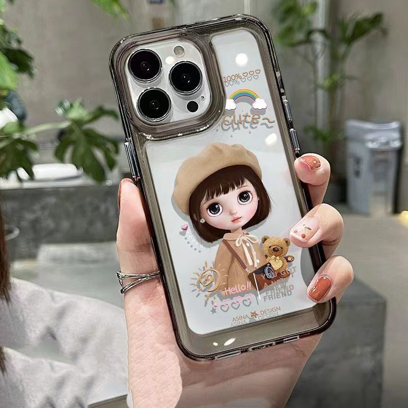 IPHONE Gadis Lucu Lembut Casing Ponsel Transparan Kompatibel Untuk Iphone14 13 12 11 Pro XS Max X XR 7 8 Plus Shockproof Casing TPU Cover