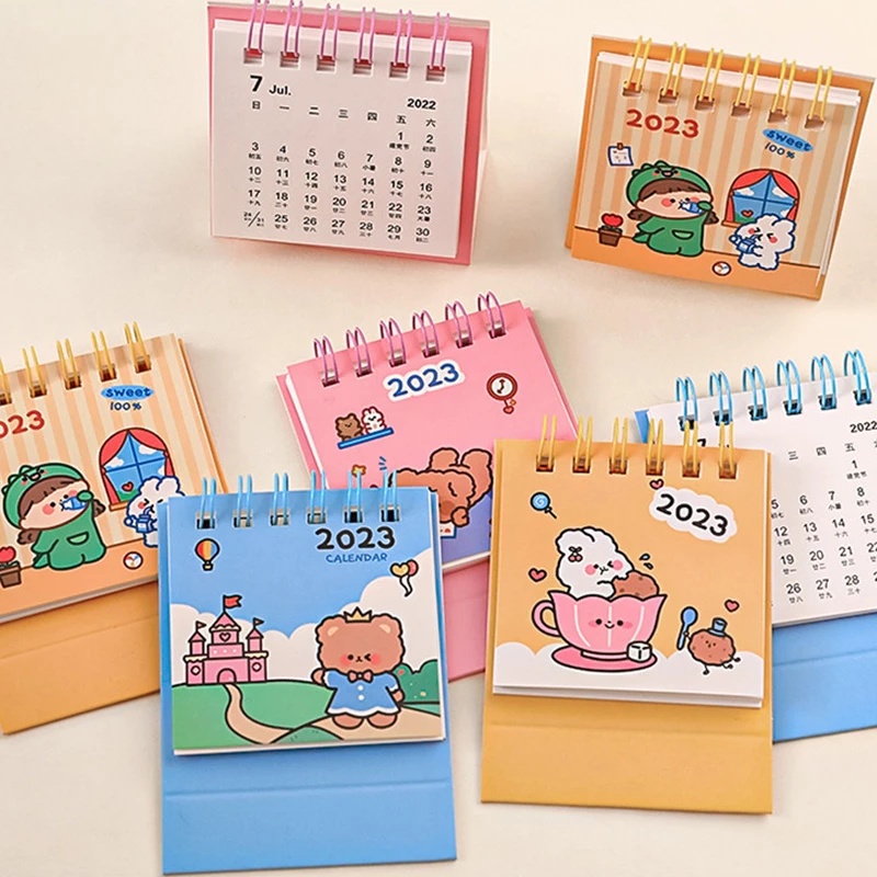 [Harga Grosir] Kalender Meja Motif Kelinci Beruang Indah Siswa Tabletop Ornamen Rencana Belajar Portabel Notebook Mini Writable Mark Paper Calendar Untuk Kantor Sekolah Keluarga