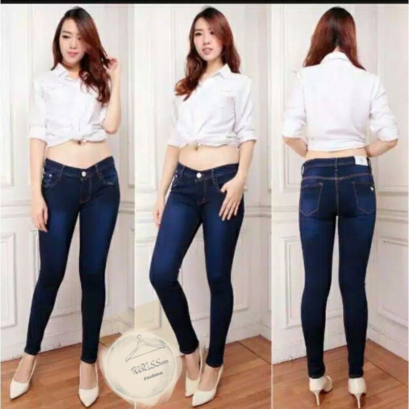 MTf Celana pensil jeans street wanita bahan tebal dan melar