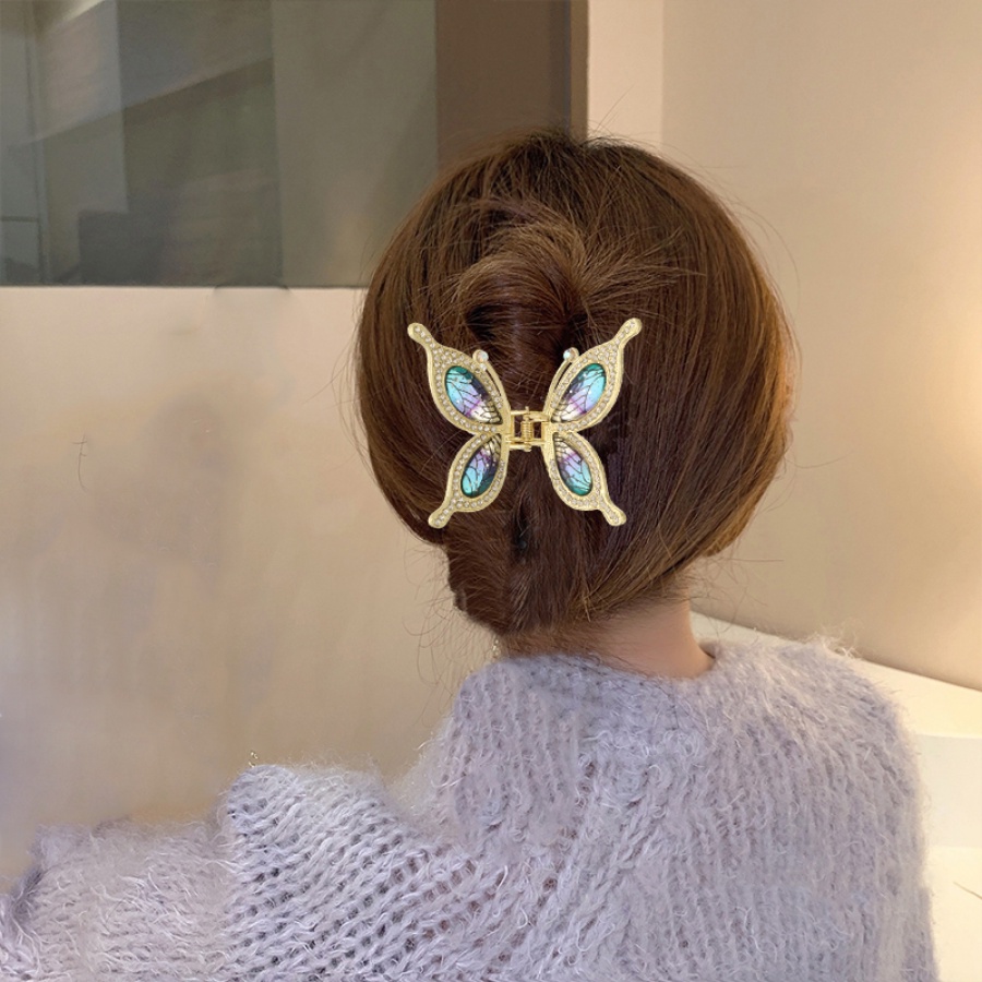 Korea Alloy Kupu-Kupu Berlian Imitasi Klip Rambut Kristal Berlian Wanita Jepit Rambut Aksesoris Rambut