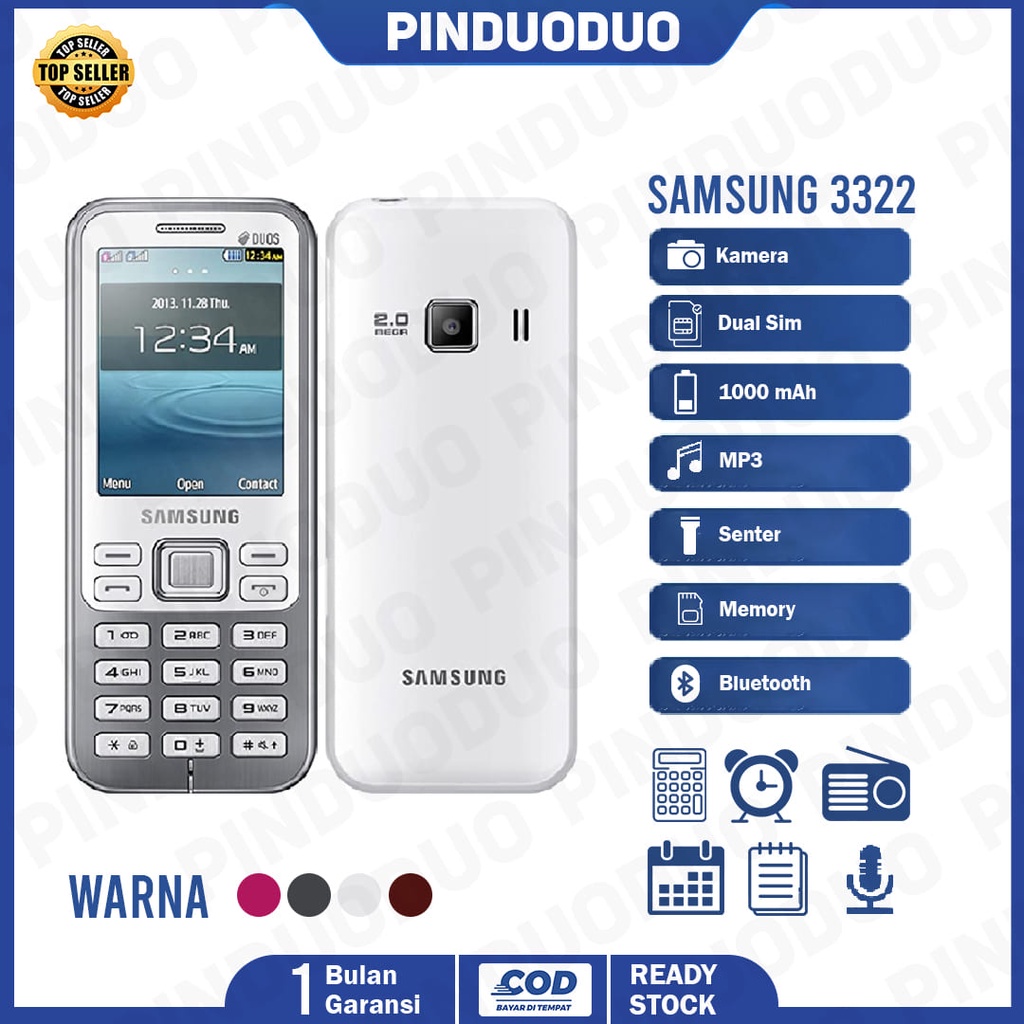 hp SAMSUNG GT-C3322 PHYTON Dual sim Garansi 1 Bulan termurah