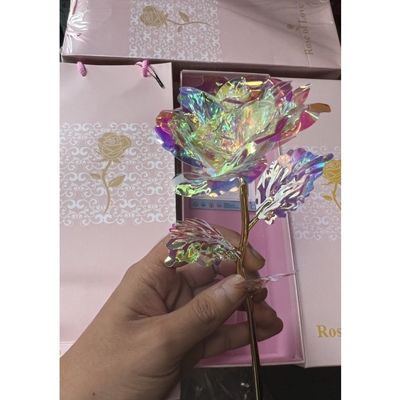 GIJ - ACEVIVI Bunga Mawar Dekorasi Gold Foil Flower Galaxy Rose