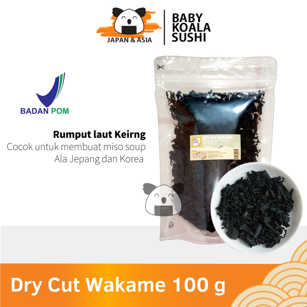 DRY WAKAME Rumput Laut Kering 100 g │ Dried Cut Wakame Import for Miso Sup Ramen Udon