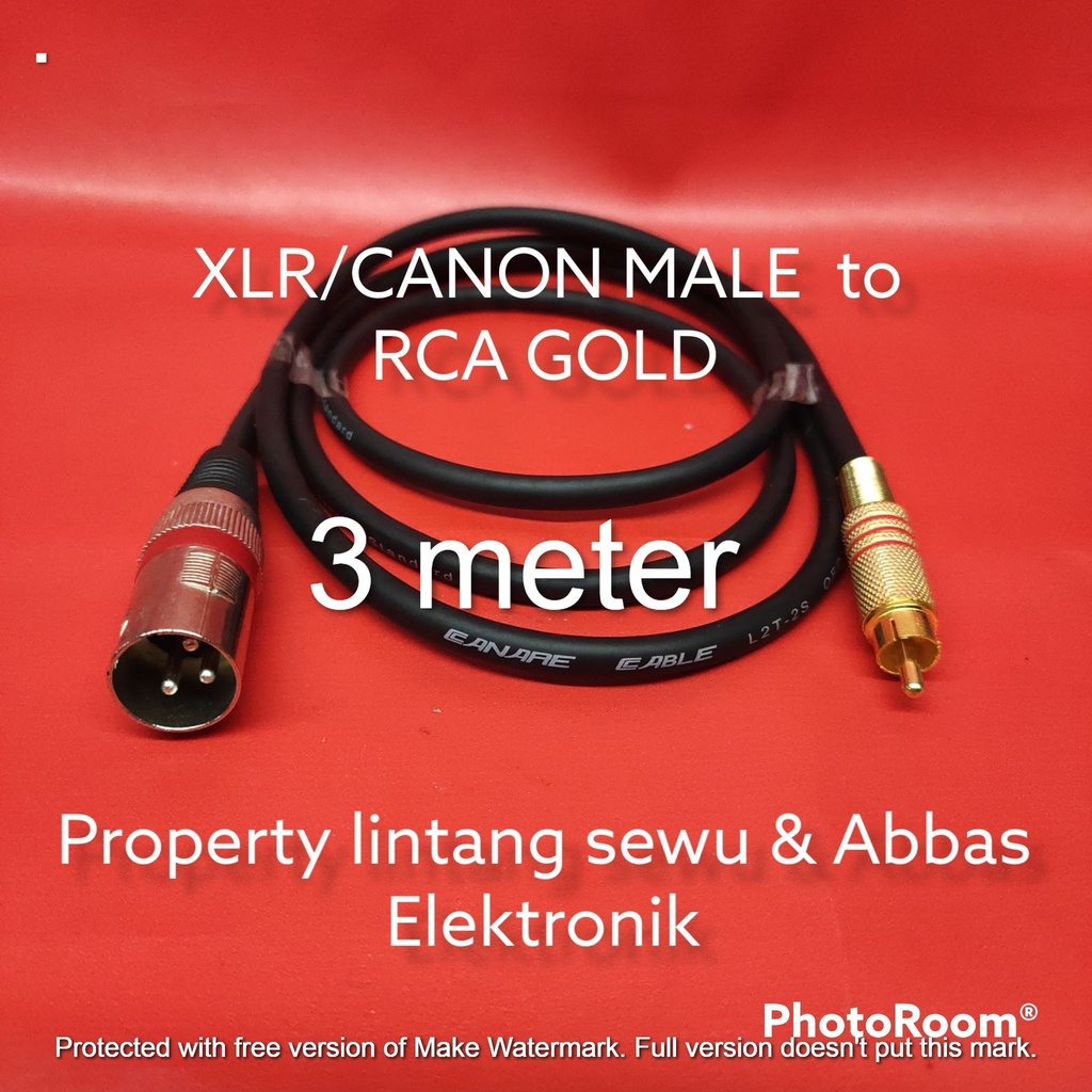 KABEL JEK RCA GOLD TO XLR CANON MALE 3 METER