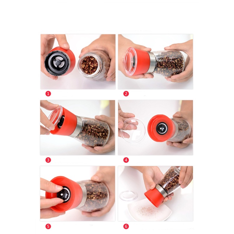 GRINDER LADA MERICA MANUAL Botol bottle kaca Penggiling Bumbu Spice Merica Pepper Manual Hand Grinder / Alat Penggiling Lada Manual Glass Pepper Grinder