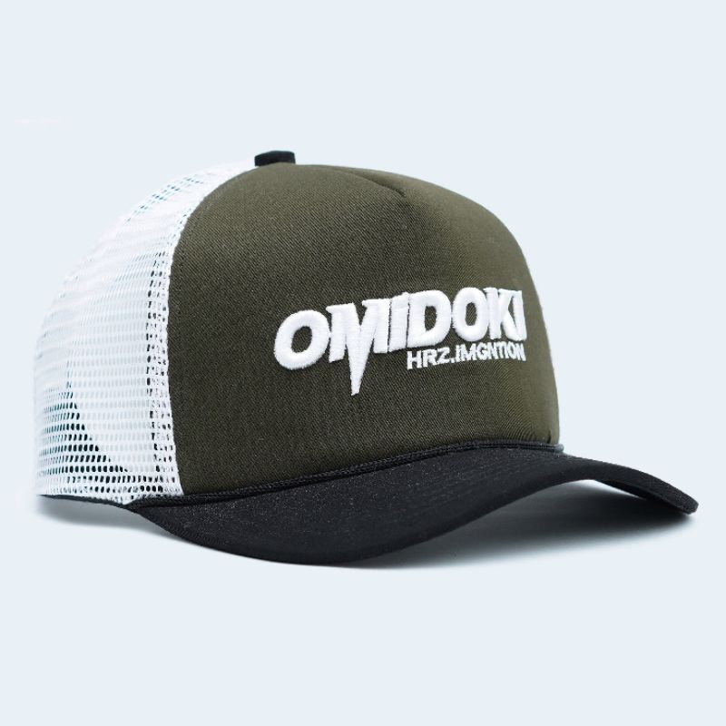 Omidoki Topi Trucker Hat Bordir Army Hitam Putih