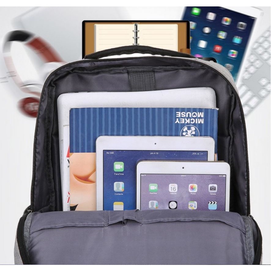 Keikei B222 Tas Ransel Pria Tas Ransel Laptop USB Port