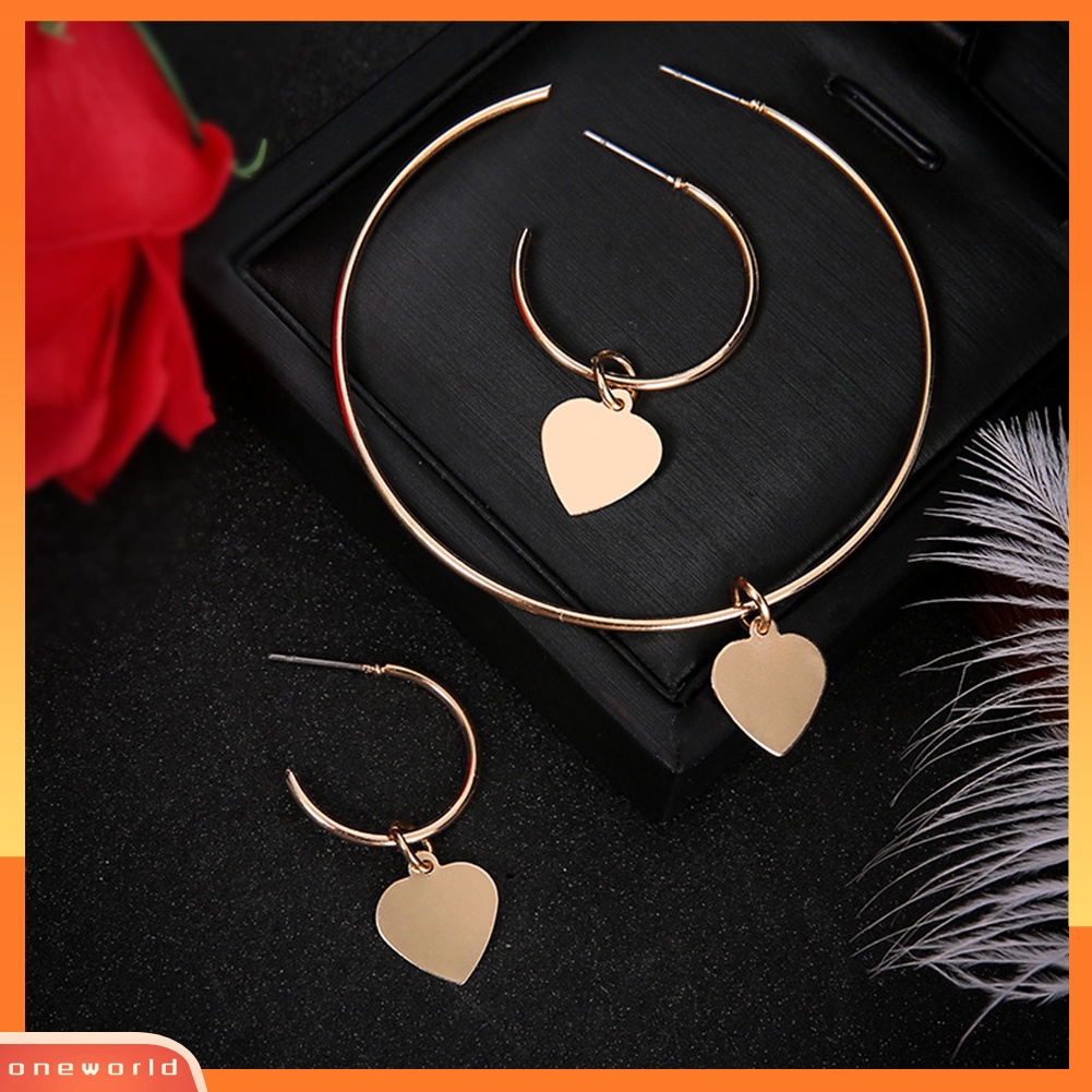 [WONE] 3 Pcs/Set Fashion Wanita Hati Lingkaran Besar Menjuntai Hoop Anting Pesta Perhiasan Hadiah