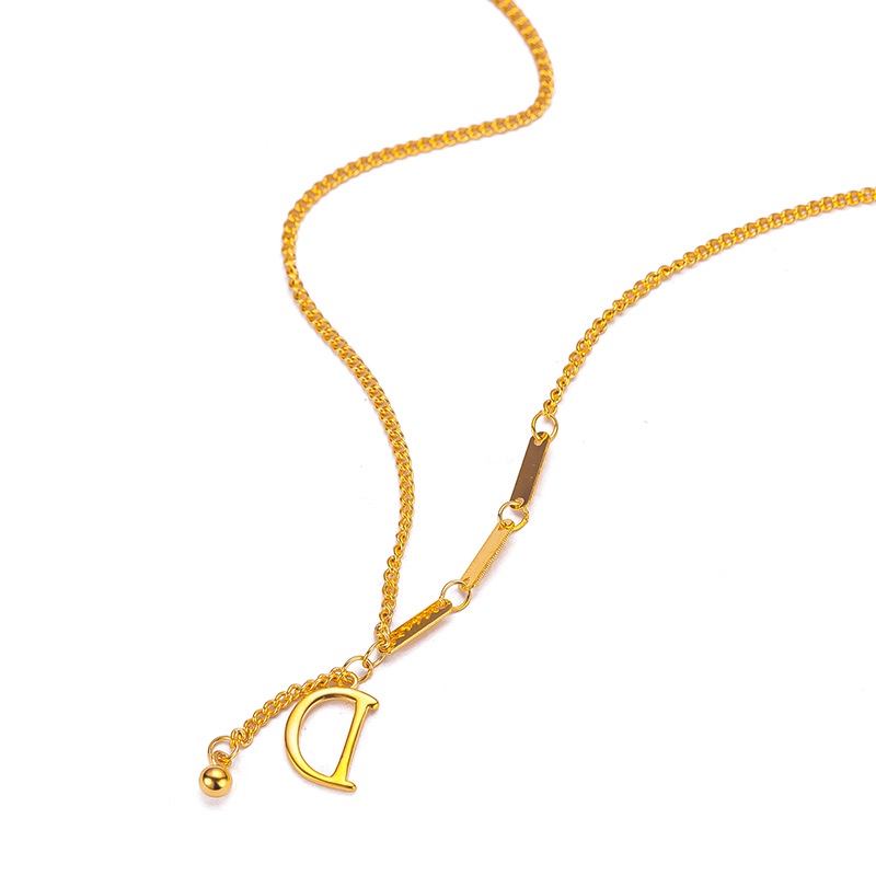 Goldkingdom Perhiasan Fashion Emas Asli Kadar 375Bangkok Aksesoris Ready Stock Gilt Trend Huruf Inggris D Set Rantai Ins Kalung Untuk Wanita