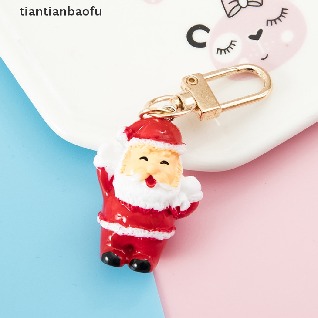 [tiantianbaofu] Kartun Natal Gantungan Kunci Hadiah Perhiasan Lucu Kartun Santa Claus snowman Topi Pohon Natal elk bell Liontin Butik