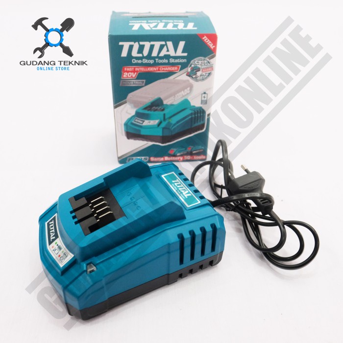 Charger Baterai Cas Bor Baterai 20V TFCLI2001 TOTAL / Fast Intelligent Charger Cordless 20 Volt TFCLI 2001 TOTAL