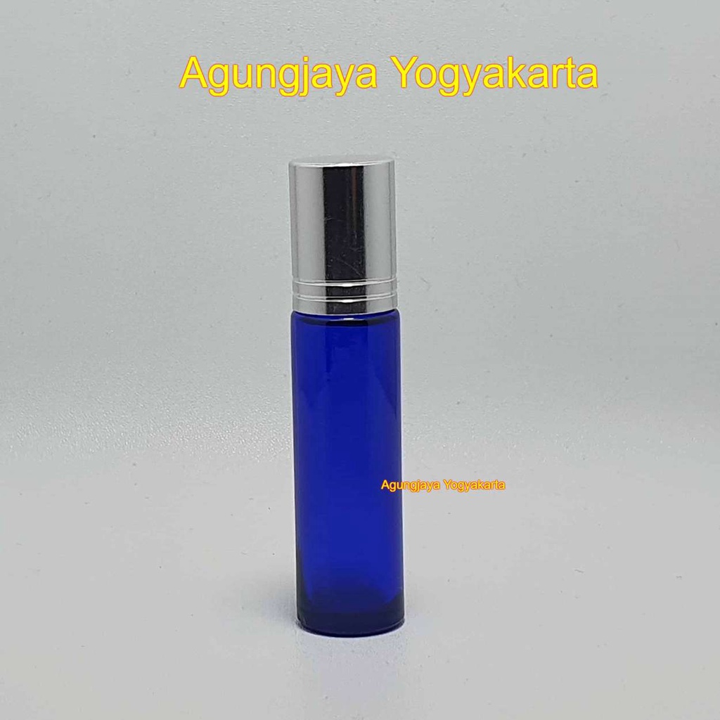 Botol Roll On 10 ml Biru Original Silver Shiny / Botol Parfum 10 ml / Botol Fresh Care Kosong Stainl
