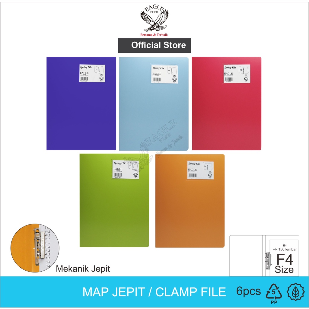 

Map Jepit EAGLEFiles F4 (Folio) Clamp File Clip File Map Plastik Snelhecter isi 6 pcs