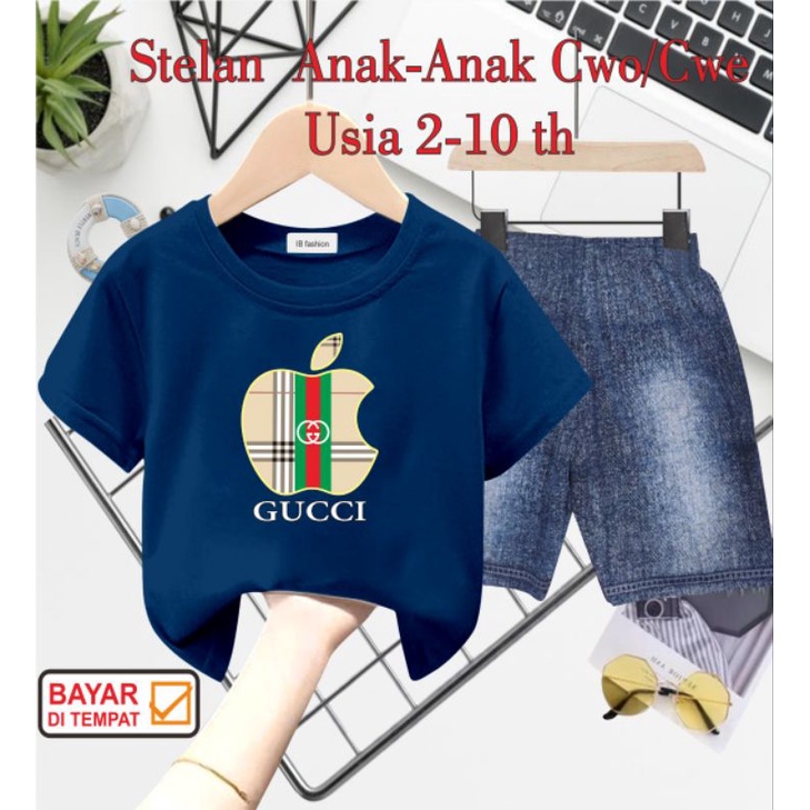 ((IB))SETELAN ANAK UNISEX SEMI JEANS/QUCC1 DIGITAL SABLON