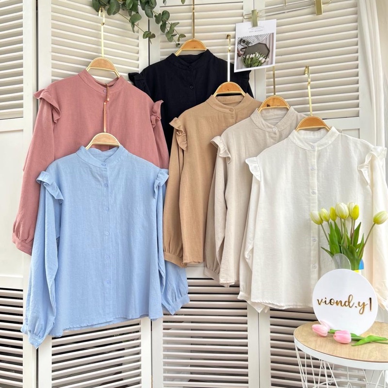 kemeja linen oversize Atasan wanita hijab terlaris / Blouse Wanita E22 blouse basic