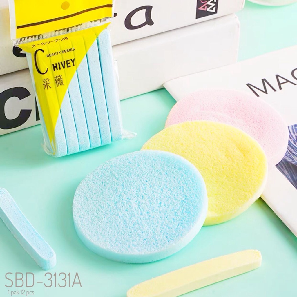 spons wajah cuci muka Sponge Stick 12pcs / Compressed Facial Sponge / Spons Kentang Chivey