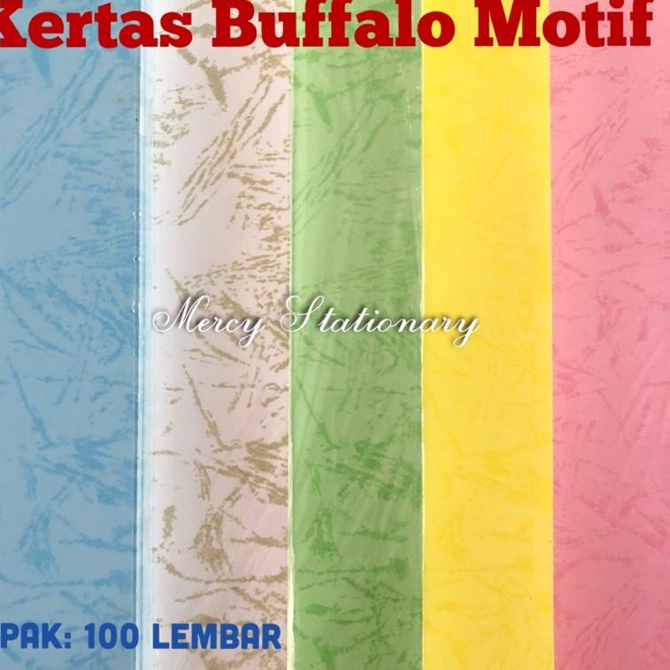 

[CODE XS14] 100 Lembar - Kertas Cover Buffalo Polos 150 Gr A4 F4 Folio Bufalo Motif Hitam Bufallo Putih Biru Benhur Jilid ☼