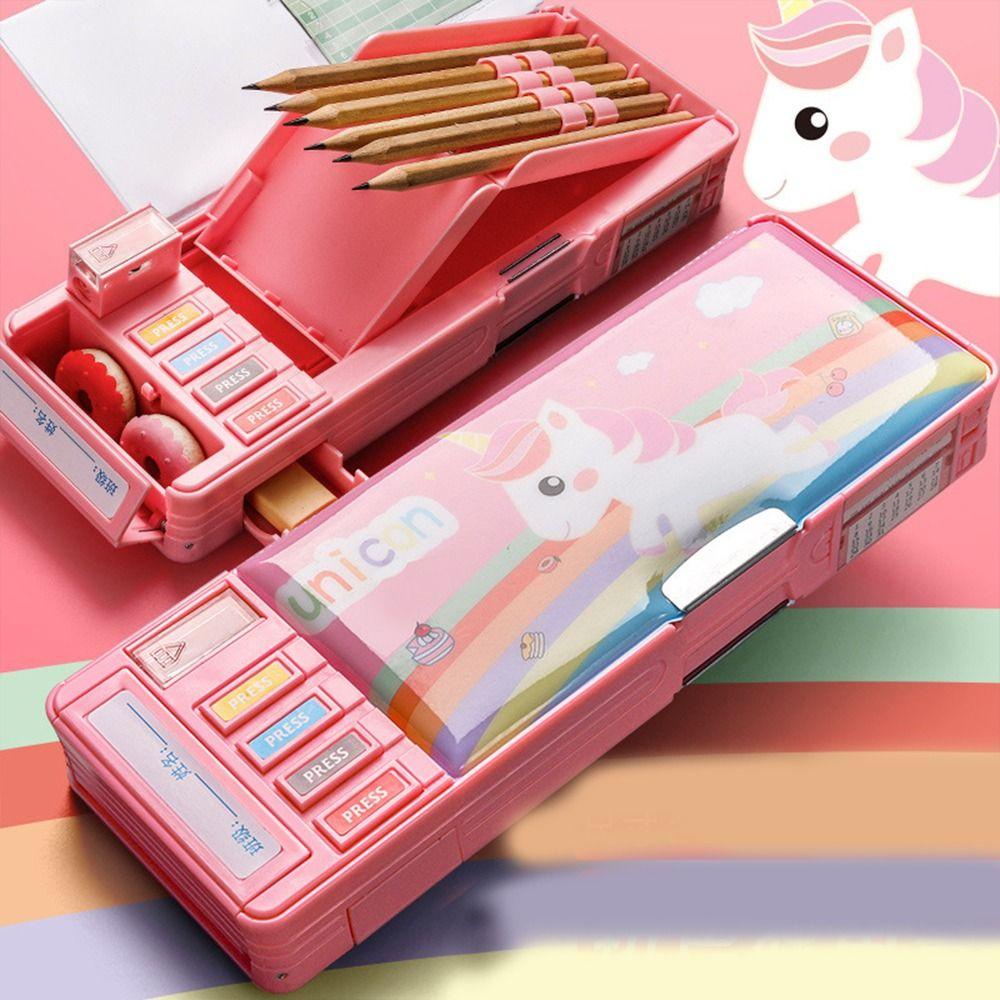 LANFY Pen Case Kawaii Kids Students Single Double Layer Large Capacity Korean Style Stationery Case