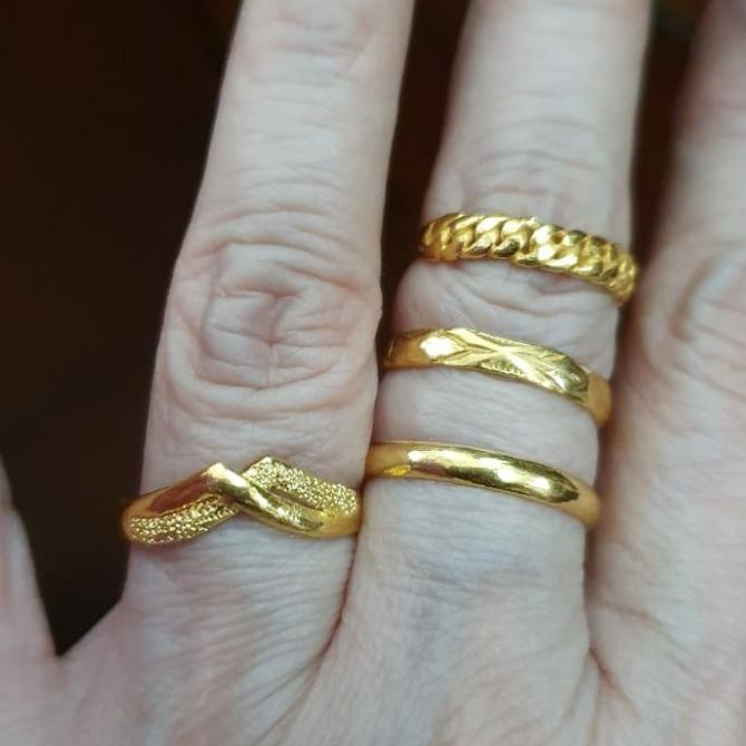 Cincin emas kuning asli 24k / cincin kawin emas asli 24 karat 99% 99