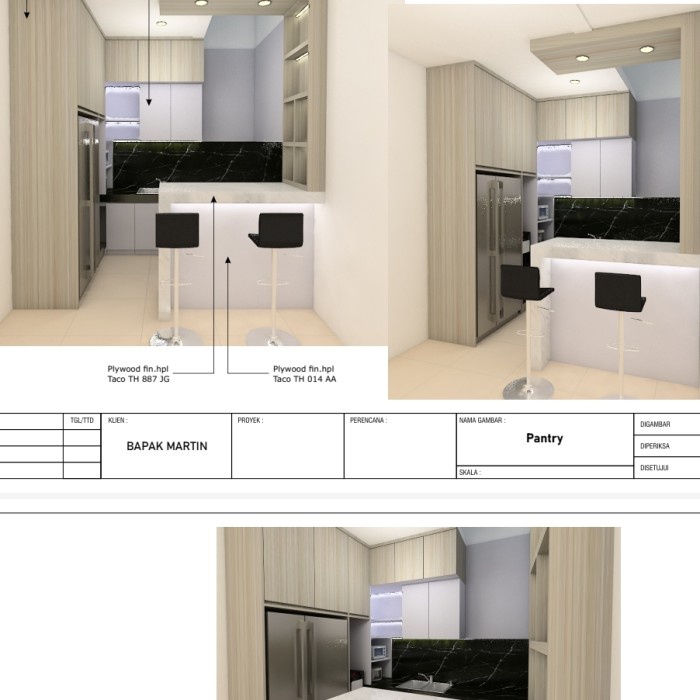 kitchen set minimalis modern atas bawah meja bar