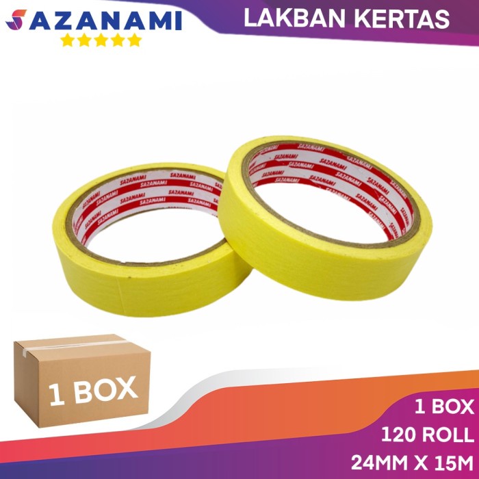 

PROMO 1 BOX MASKING TAPE 1" INCH x 15m Sazanami ISOLASI LAKBAN KERTAS