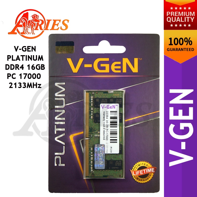 SODIMM RAM Laptop V-Gen Platinum DDR4 16GB PC-17000 Untuk Asus Acer Dell Hp Lenovo Toshiba