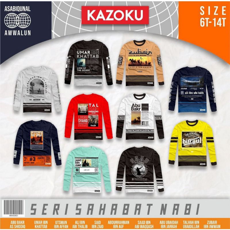 Kaos Anak Kazoku Paddle Kids Junior Size 6-14 Seri Sahabat Nabi