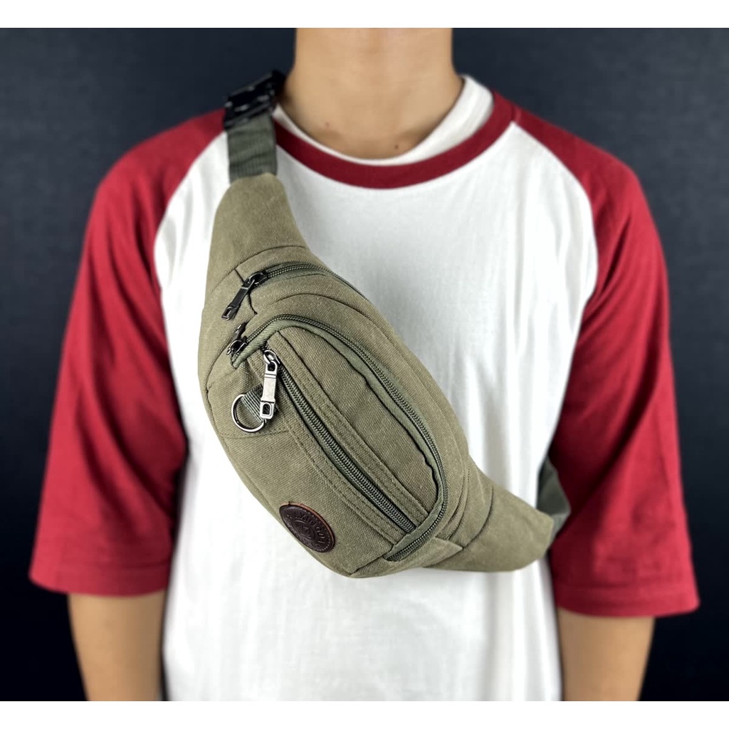 Tas Pria Tas Pinggang Waistbag Kanvas Import Pria Wanita Terbaru 100% Real Picture