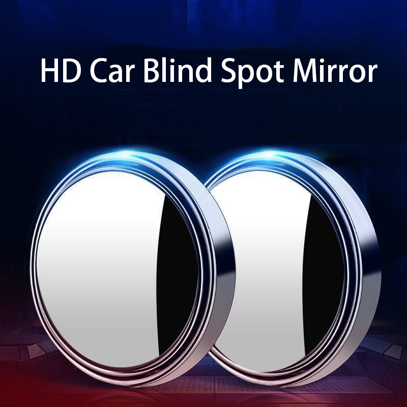 2pcs Bingkai Bulat Cembung blind spot wide-angle driving safety mirror 360derajat adjustable Kaca Spion Jernih Aksesoris Mobil