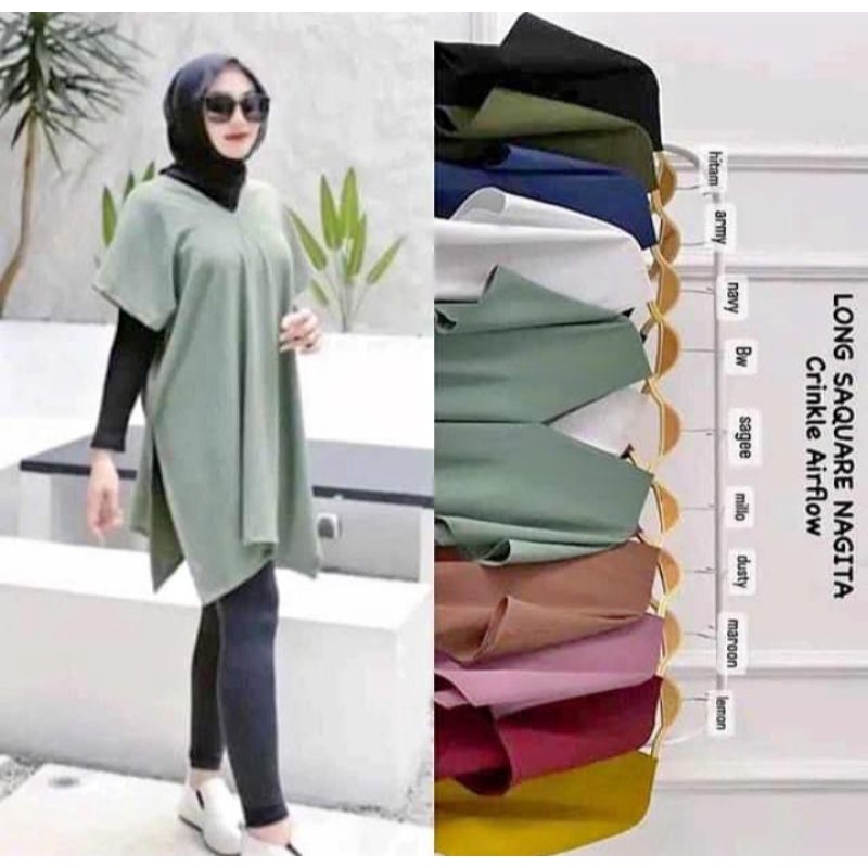 PROMO ATASAN WANITA/LONG NAGITA SQUARE KRINGKELE AIR FLOW/PAKAIAN WANITA/BAJU BLOUSE