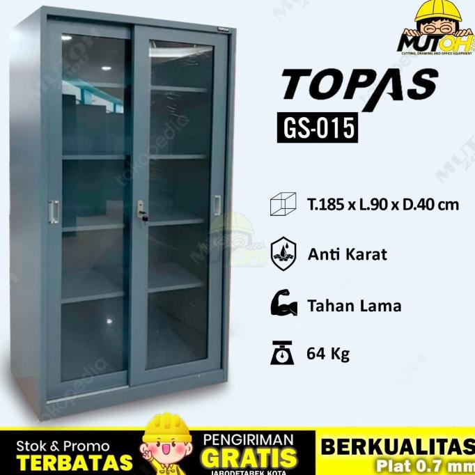 

TERBAIK LEMARI ARSIP LEMARI BESI FILLING CABINET 2 KACA SLIDING TOPAS GS-015 ORIGINAL
