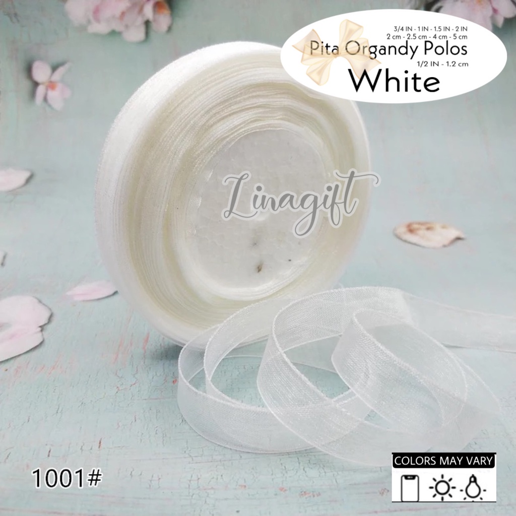 ( 3 Meter ) PITA ORGANDY POLOS 3/4 IN - PITA ORGANDI 2 CM 0.75 INCH HIASAN DEKOR DEKORASI KADO BINGKISAN SOUVENIR GOODIE BAG PARSEL PARCEL HAMPERS