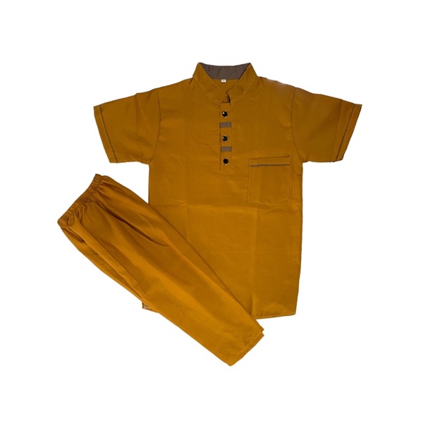 KOKO KURTA ANAK KANCING USIA 1-10 TAHUN-KANCING MUSTARD