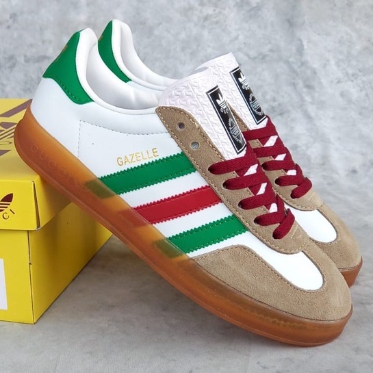 SEPATU ADIDAS GAZELLE xGUCCI WHITEGREEN PREMIUM MIRROR BNIB VIETNAM IMPORT PRIA SNEAKERS MURAH SPORT