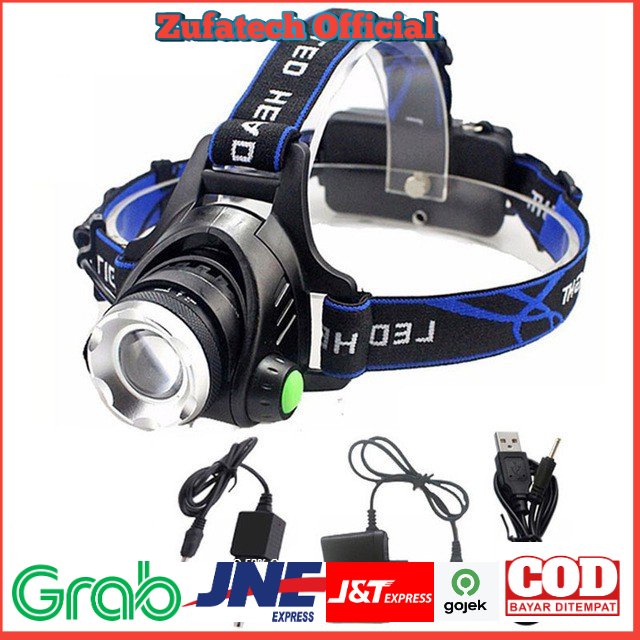 TaffLED High Power Headlamp LED Cree XML T6 + Charger - 568D - Black