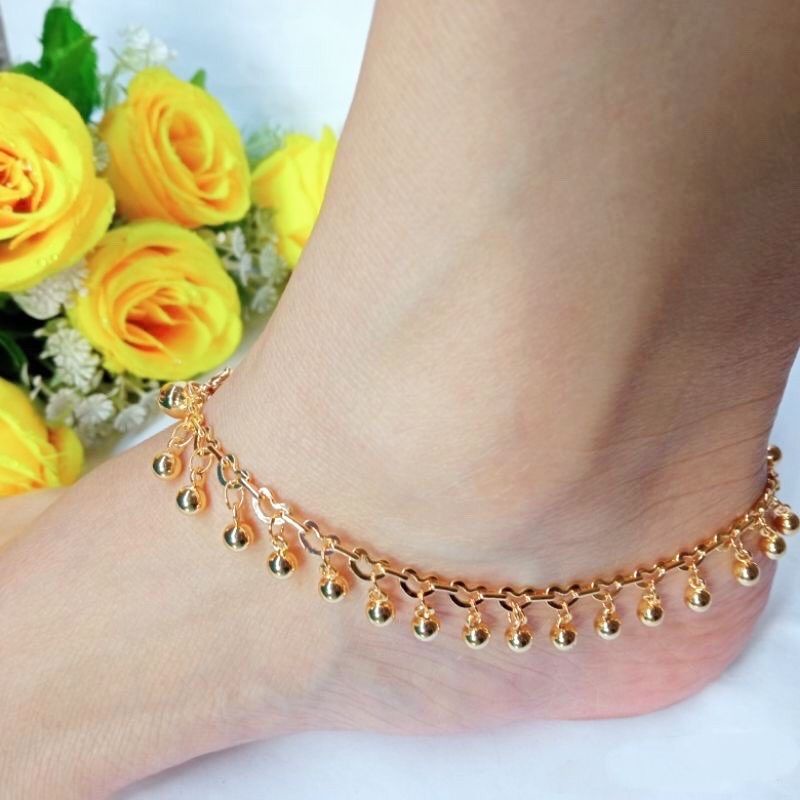 Gelang kaki india lapis emas 24k
