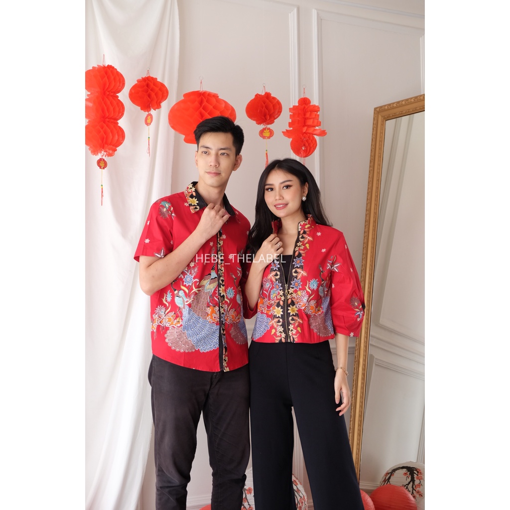 Ishana Red Batik Cheongsam Chinese New Year - (- Men Short-Nadine-Mutia-Hera-Brenda-Kora-Intan)