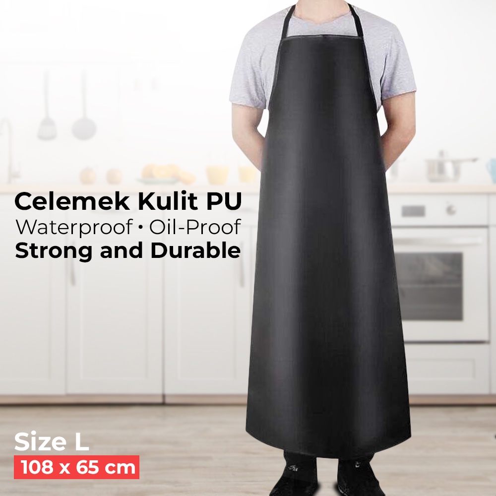 Celemek apron PVC Kulit sintesis Anti Air Anti Minyak Chef Bartender Panjang