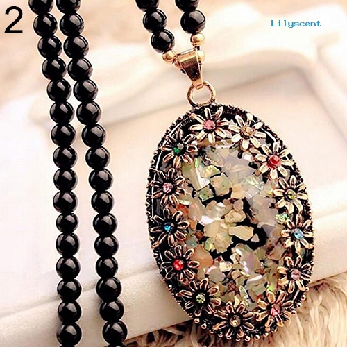 [LS] Colorful Shell Faux Opal Statement Bib Pendant Kalung Rantai Hadiah