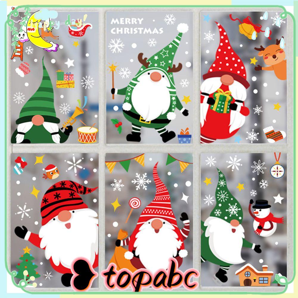 Top 6lembar Merry Christmas Stiker Jendela Poster Dekorasi Sticker Layout Warna Santa Claus