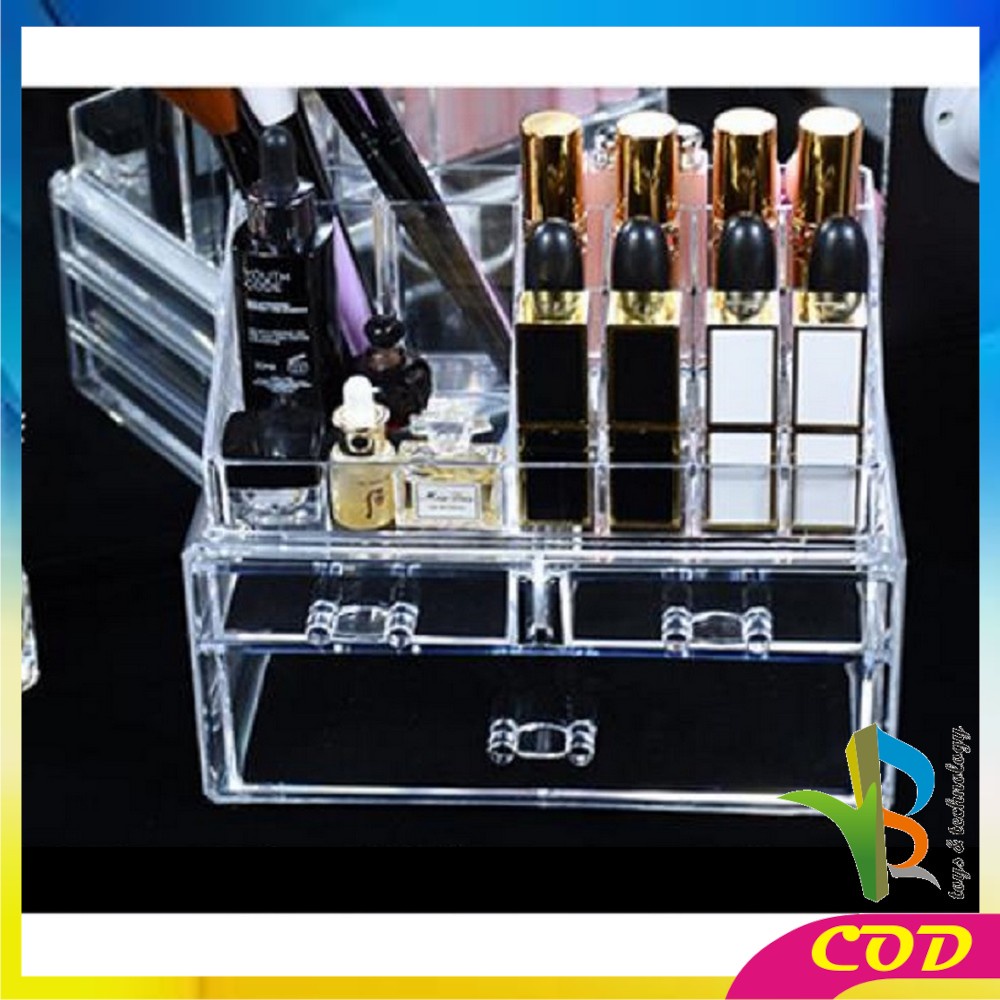 RB-K16 Kotak Make Up Acrylic + 3 Laci Rak Kosmetik Organizer / Rak Serbaguna / Storage Box Cosmetic