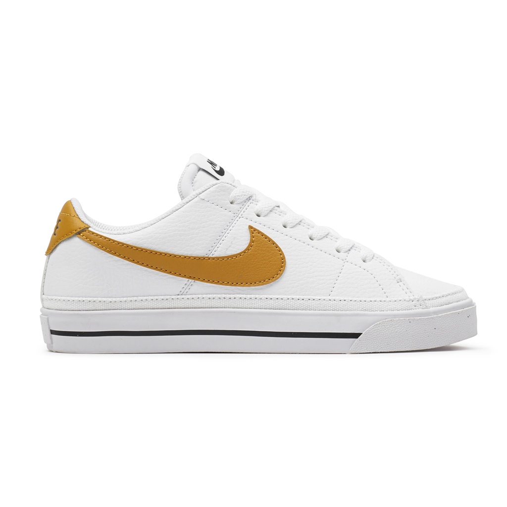 Nike Court Legacy NN White/Gold Suede Sneakers Wanita ORIGINAL