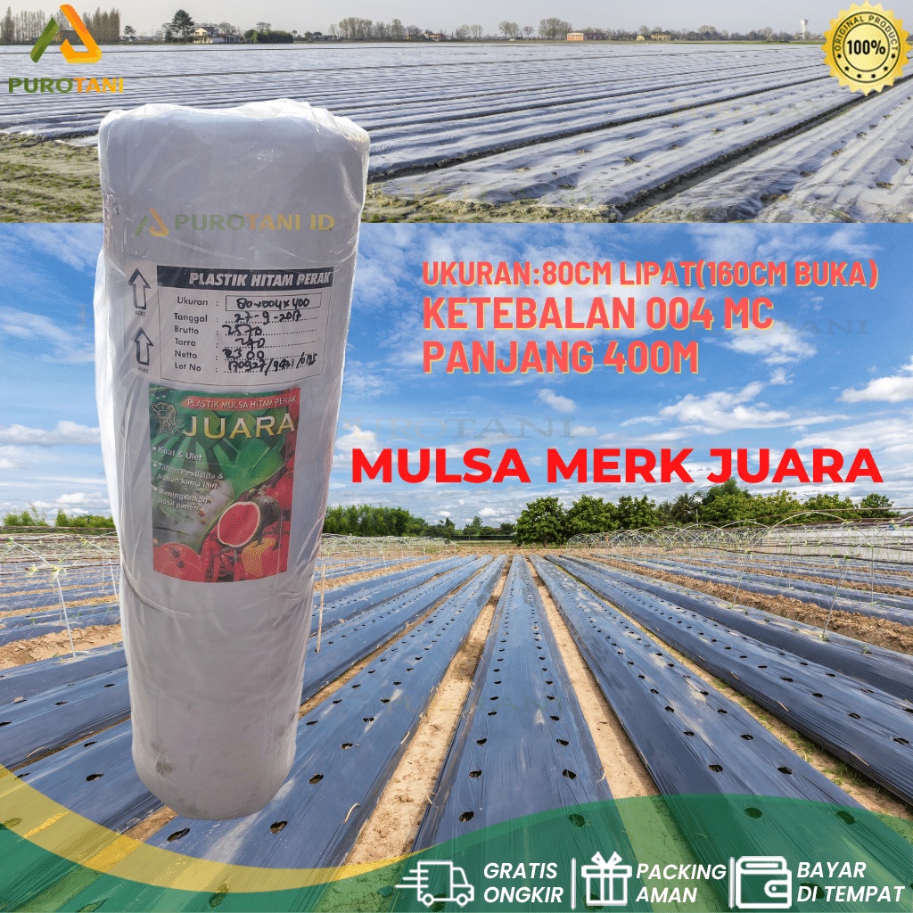 Plastik Mulsa Hitam Perak 80CM 160CM X 400M 004 MC MERK JUARA