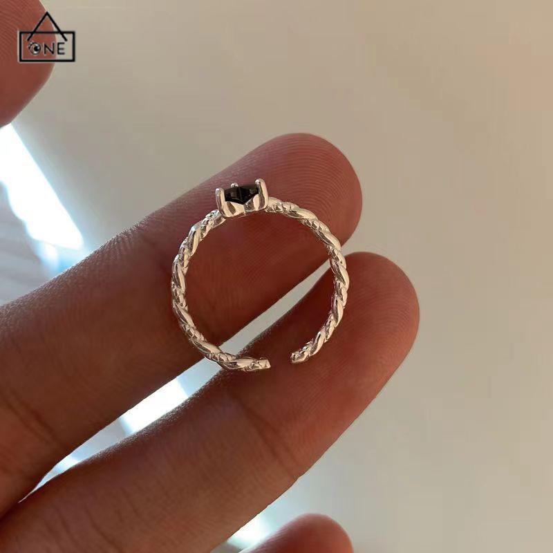 COD❤️Cincin Hitam Cinta Adjustable Korea Fahion Retro Cincin Jari Untuk Wanita-A.one